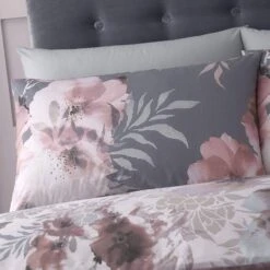 Catherine Lansfield Dramatic Floral Grey Duvet Set -Bedding Store 38141 13339